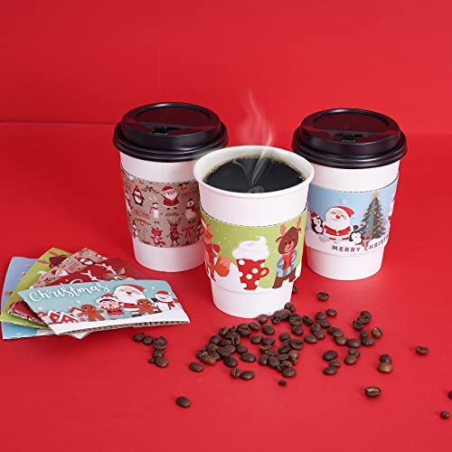 Smarimple Christmas Coffee Cup Sleeves 40 Count Hot Chocolate Cocoa Paper Cup Sleeves, Double-Layer Protective Heat Cold Drinks Insulated For Tea Cold Beverage Fits 12 Oz To 20 Oz Cups, 5 Designs #TOP4