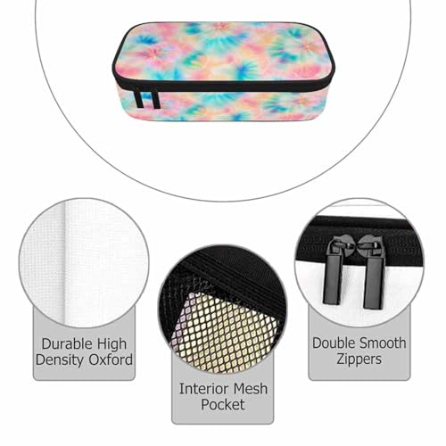 Image of Tie Dye Pencil Case Pink Blue Ring Spray Artistic Design Pencil Bag Pen Markers Pouch Holder Organizer for Boy Girl School Students