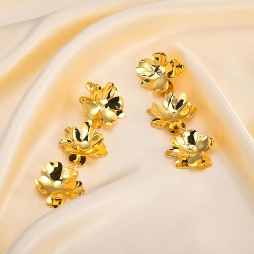 Boucles d'oreilles pendantes fleurs légères pour oreilles percées