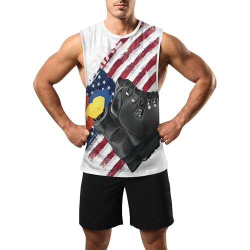 Image of Zhyaj Summer Tanks Top for Men Flag Graphic Print Sleeveless Shirts Casual Working Out Vest T-Shirts Loose-Fit Men's Tank