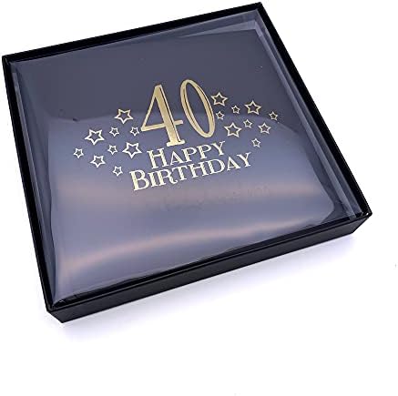 40th Birthday Black Photo Album Gift With Gold Script