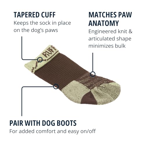 RUFFWEAR Bark'n Boot Socken für Hunde, X-Large Hundesocken für unter Hundeschuhen und Hundestiefeln, Set mit 4 bequemen, schnell trocknenden und verstärkten Hundesocken, Größe XL, Erdbraun