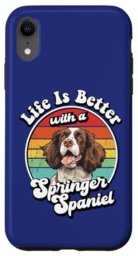 Vintage Retro Life Is Better With A Springer Spaniel Lover �X�}�z�P�[�X iPhone XR �p