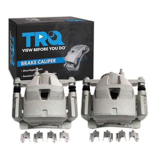 Image of TRQ Front Brake Caliper Set Zinc Coated Brackets Compatible with 2012-2018 Toyota Yaris