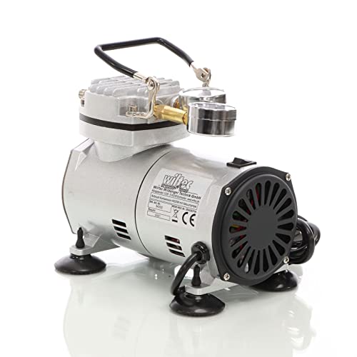 Wiltec airbrush compressor AS20W met vacuümpomp luchtcompressor tot 4 bar airbrushcompressor 1 cilinder olievrij - Afbeelding 6