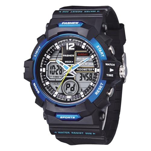 Image of PASNEW Boys' Watches - Dual Display, Large Dial Sport Watch, Black Outdoor Watch for Boys & Teens - Waterproof