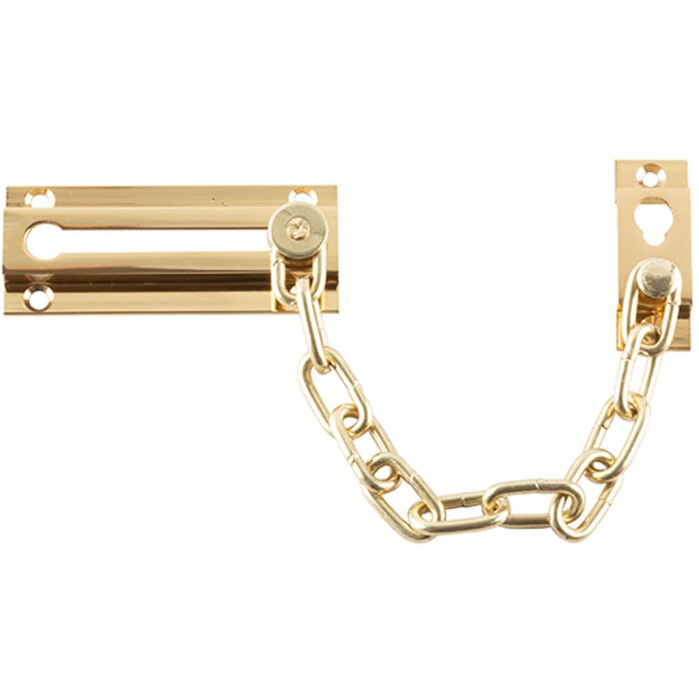 Loops Polished Brass Durable 200Mm Security Door Chains For Enhanced Home Safety - Door Guard