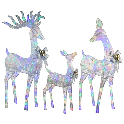 Deer Family Set with Multicolor LED Lights