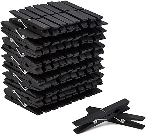 100 Pack Large Wooden Black Clothespins for Crafts, DIY Projects, Hanging Laundry, Bulk (4 in)