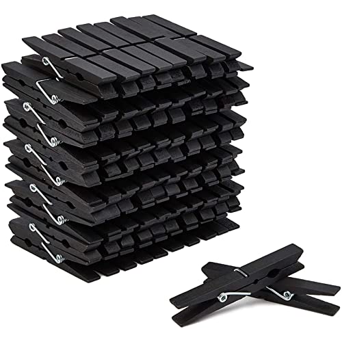 100 Pack Large Wooden Black Clothespins For Crafts, Diy Projects, Hanging Laundry, Bulk (4 In) #TOP2