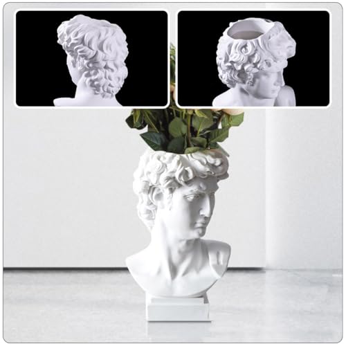Vase à motif de portrait en résine blanc pour organiser pinceaux et fleurs - 7