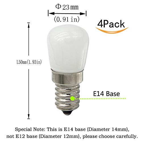 Ctkcom 2W Led Refrigerator Bulb,European E14 Led Bulbs(4 Pack)- E14 Base 15W Equivalent Daylight White 6000K 110V Lamp For Freezer Lighting,Home Lighting #TOP1