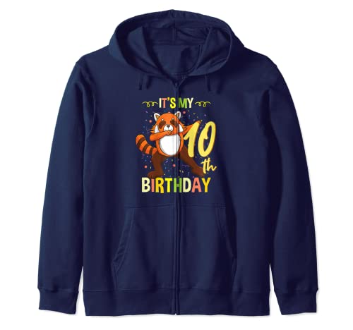 Its My 10th Birthday Dabbing Animal Panda Rojo Sudadera con Capucha