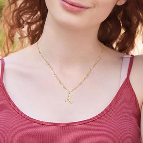 HSWYFCJY Initial Necklace for Women, Gold K Letter Pendant with Heart Choker Necklace Jewelery Gifts,Personalized Cursive Cute Tiny Initial Pendant Necklace for Girls by HSWYFCJY - Used condition - Image 3