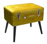 Pusher - Baúl reposapiés de madera, amarillo, 41 x 30 x 58 cm