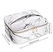 HOYOFO Travel Makeup Bag for Women Girls Large Cosmetic Bags with Handle Marble Makeup Organizer Case with Adjustable Dividers Beauty Bag Waterproof Toiletry Bag, White