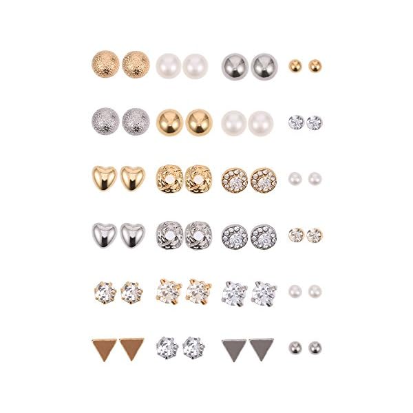 BBTO-24-Pairs-Stud-Earrings-Crystal-Pearl-Earring-Set-Ear-Stud-Jewelry-for-Girls-Women-Men-Silver-and-Gold 24 Pairs Stud Earrings Crystal Pearl Earring Set Ear Stud Jewelry for Girls Women Men, Silver and Gold