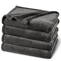 PHF Ultra Soft Fleece Blanket Single Size 130x150cm, No Shed No Pilling Luxury Plush Cozy Flannel 280GSM Lightweight Throw Blanket for Bed, Couch, Chair, Sofa Suitable for All Season, Dark Grey