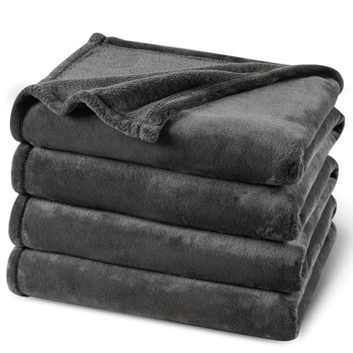 PHF Ultra Soft Fleece Blanket Super King Size 230x270cm, No Shed No Pilling Luxury Plush Cozy Flannel 280GSM Lightweight Throw Blanket for Bed, Couch, Chair, Sofa Suitable for All Season, Dark Grey