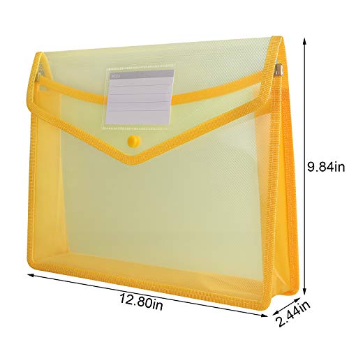 A4 Plastic Wallet Folder Envelope, Certbuy 5 Pack Waterproof Poly Envelope Plastic File Wallet Document Folder With Button Closure For School Office Home - Red Blue Yellow Green Black #TOP1