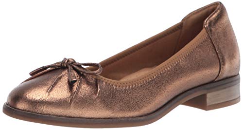 Clarks Women's Trish Rhea Ballet Flat, Metallic Suede, 7 Wide