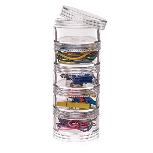 Baker Ross AW341 Stackable Screw Top Storage Pots, Perfect to Fill, Organise, Tidy and Store Craft Materials, Ideal for School, Home, Craft Groups and More (Pack of 3)