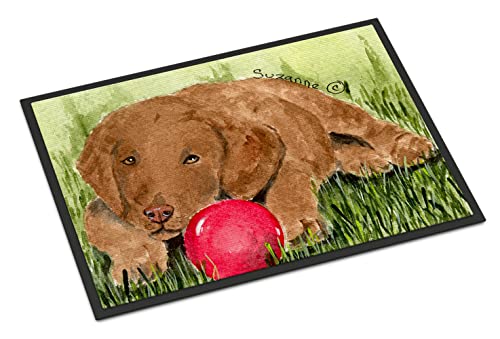 Caroline's Treasures SS8684MAT Curly Coated Retriever Doormat 18x27 Front Door Mat Indoor Outdoor Rugs for Entryway, Non Slip Washable Low Pile, 18H X 27W