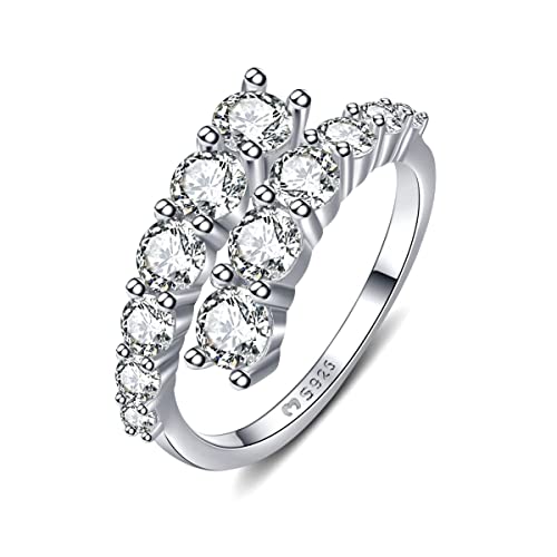 Anillos de mujer en plata de ley con forma espiral y circonitas. Anillo plata mujer con acabado plateado o dorado. Joyería mujer ideal para parejas, regalo para madres, amigas... Anillos para parejas