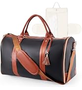 Geestock Garment Bags for Travel, PU Leather Carry On Garment Duffle Bag for Women with Shoe Pouc...