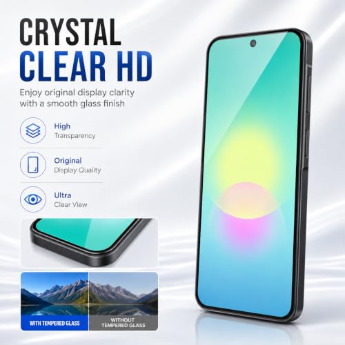 Image of FIRST MART Tempered Glass Screen Protector for Samsung Galaxy A27 5G - Full-Glue Screen Guard, 3D Edge to Edge, HD Clear, Bubble-Free, Case-Friendly, Black, Pack of 2