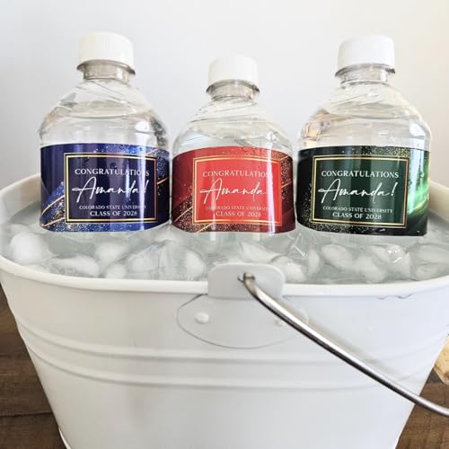 Personalized Graduation Water Bottle Label - Waterproof Labels for Class of 2025, Grad Party Decorations, Party Favors, Name and Graduation Year 8\" x 1.75\", 20PCS