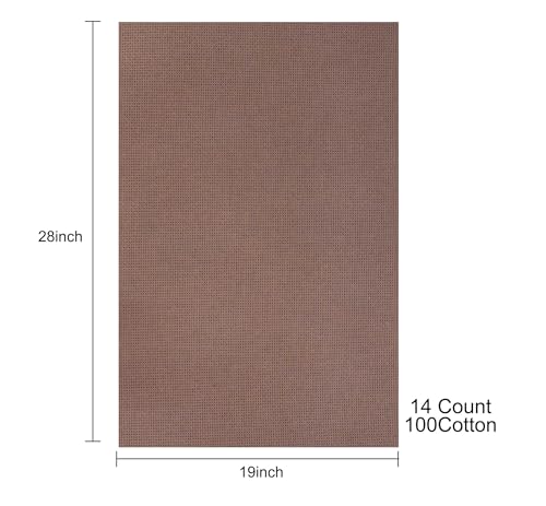 Image of Aida Cloth 14 Count Cross Stitch Fabric,19x28inch (14CT, SaddleBrown)