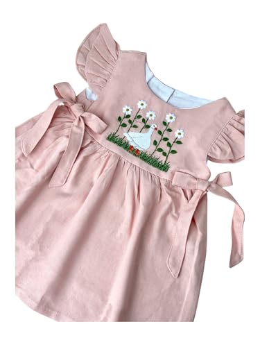 Goose in Daisy Garden Hand Embroidered Dress, Custom Girls Soft