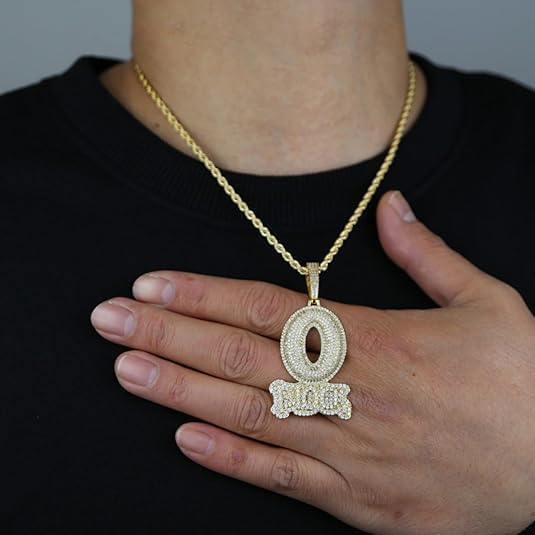 Hip-hop BLOCK Copper Inlaid Zircon 18k Gold-plated Necklace Pendant with 3mm 24-inch Stainless Steel Chain Charm for Man - Image 2
