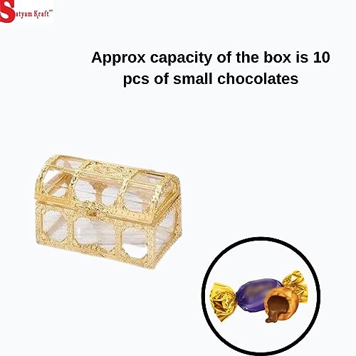 Image of SATYAM KRAFT 6 Pcs Golden Decorative Acrylic Gift Boxes | Empty Mini Storage Box for Sweets, Jewellery, Wedding Return Gifts | Shaadi, Engagement, Pooja, Festive Gifting (8x 5 cm, big)