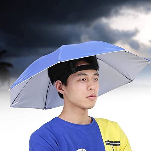 Foto von Nivvity Fishing Hat Umbrella, Outdoor Sonnenschirm 65 Cm Sonnenschutz Winddichter Kopfschirm Tragbarer Regenschirm Angelschirm (königsblau)