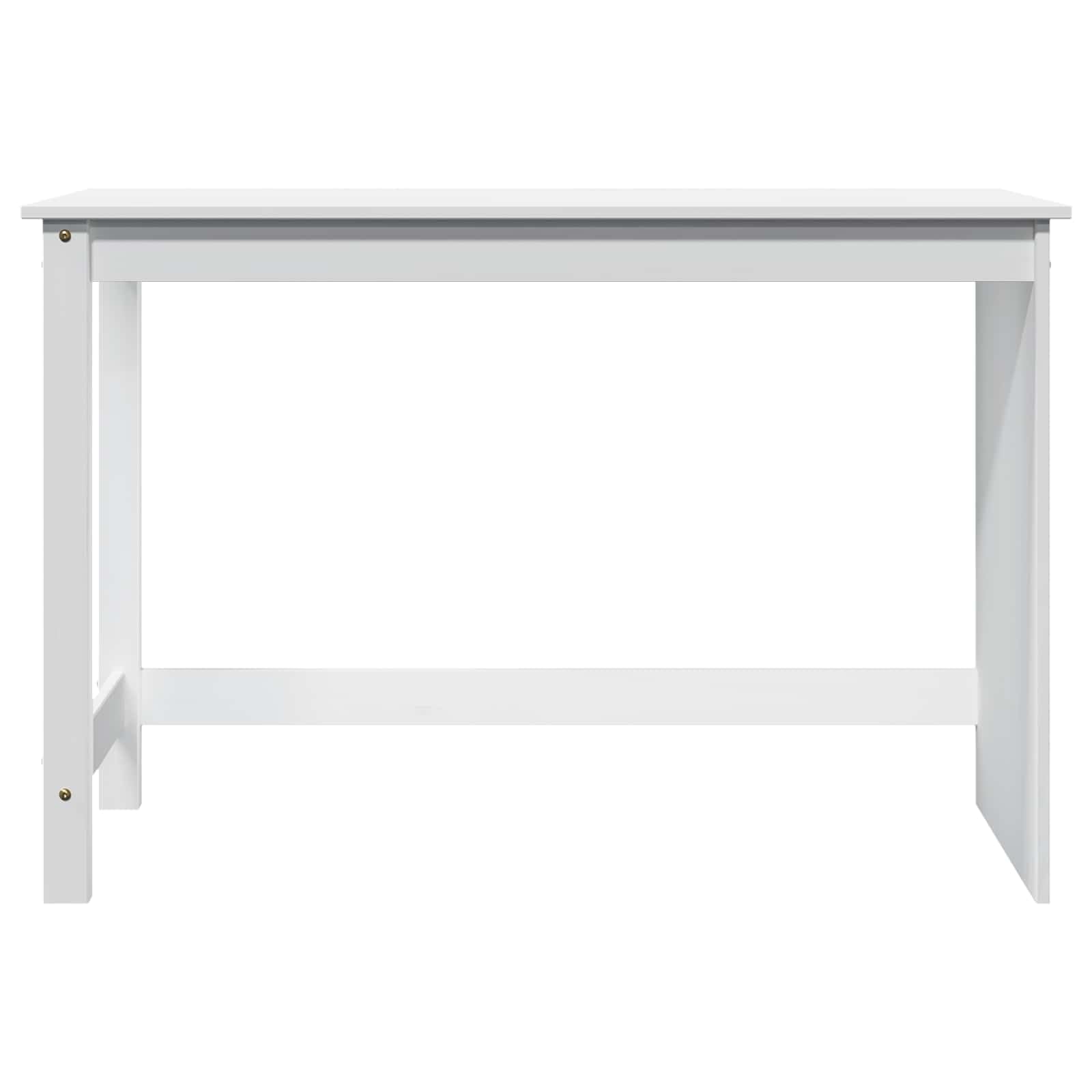 Białe biurko 112 x 50 x 75 cm z litego drewna sosnowego do domowego biura, gabinetu, pokoju młodzieżowego i dziecięcego, z zarządzaniem kablami, półką na klawiaturę, regałem i szufladą
