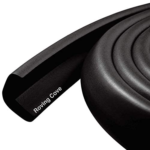 Roving Cove Table Edge Protectors (9 Feet Edge Only), Soft Rubber Foam Edge Bumpers for Furniture, Onyx Black (3M Tapes Incl.), Heavy Duty: Shore A 20-N Density / 0.4-inch Thick