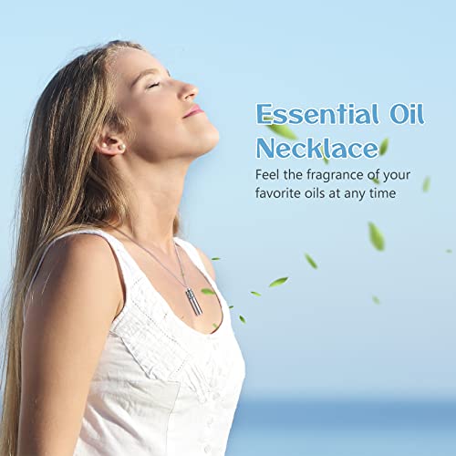 Essential Oil Diffuser Necklaces for Women, 2PCS Aromatherapy Necklaces Stainless Steel Diffuser Locket Pendant Cylinder with 20 Felt Pads, Aroma Necklaces Gift Set for Mothers Day - Image 5