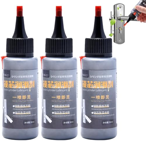 Lock Cylinder Graphite Lubricant Powder, 50ml Graphite Long-Lasting Lubricant with No Dust, Graphite Dry Lube with Needle Tube, Multifunctional Dry Graphite Lubricant,for Keys, Door Guides, Car Locks