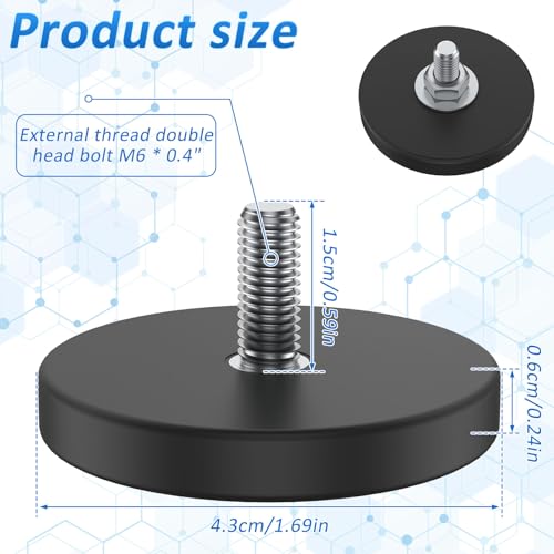 Image of 6 Pcs Rubber Coated Magnets 1.69 Inch M6 Neodymium Mounting Magnet Thread Stud Anti-Scratch Strong for Lighting Bar Camera Cabinet Blackboard Refrigerator(6PCS)