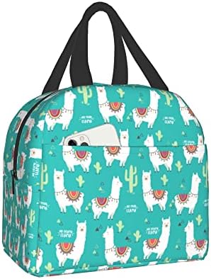KBBMFEU Llama Lunch Box Insulated Cactus Lunch Bag for Girls Women Adults Reusable Cooler Teto Bags For Work School Picnic