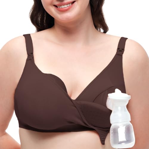 Image of Momcozy Hands-Free Pumping Bra, Breathable Tencel™ Fabric Breast Pump Bra | Stable hands-free pumping with 300+ air holes for 80% more breathability and eco-friendly plant fibers for all-day support