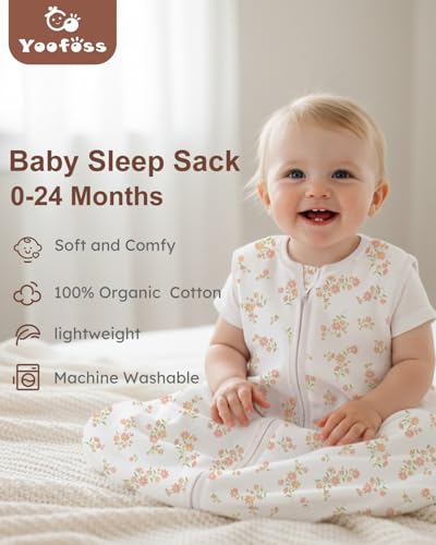 Image of Yoofoss Baby Sleep Sack 12-18 Months Wearable Blanket for Babies 100% Organic Cotton 2-Way Zipper TOG 0.5 Toddler Sleeping Sack 3 Pack, Comfy Lightweight Sleep Sacks