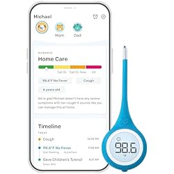 Kinsa QuickCare Smart Digital Thermometer for Adults, Kids and Babies, Oral, Rectal & Underarm Thermometer, App-Connected Fever and Symptom Tracking, Fast Accurate Readings