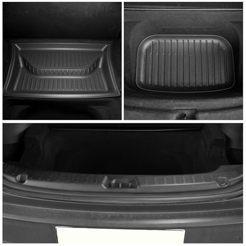 Image of WEIZE Tesla Model Y Juniper Floor Mats 2025 2026, 11 PCS Full Set All Weather Non-Slip Floor Mats & Cargo Liners, Black Car Mats for Tesla Interior Accessories ((Not for Standard)