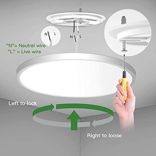 Ocioc 24W Flush Mount Ceiling Lights Fixture 12 Inch 6500K Daylight White Ultra-Thin Round Led Lighting Lamp-2 Pack thumb #7