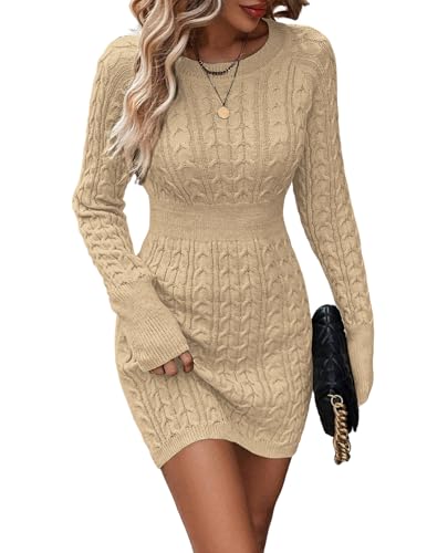 ZAFUL Womens Cable Knit Sweater Dress Long Sleeve...