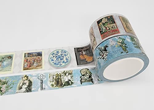Ruban adhésif Washi 10m géant Blue Tea Party lot de 2 rouleaux haute résistance pour loisirs