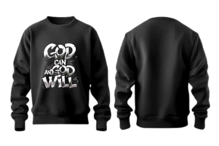 Faith Apparel Inspirational Christian Sweatshirt Collection, Black Cotton Unisex Crewneck Pullover with Religious Quotes, Long Sleeve Casual Wear-picture-24